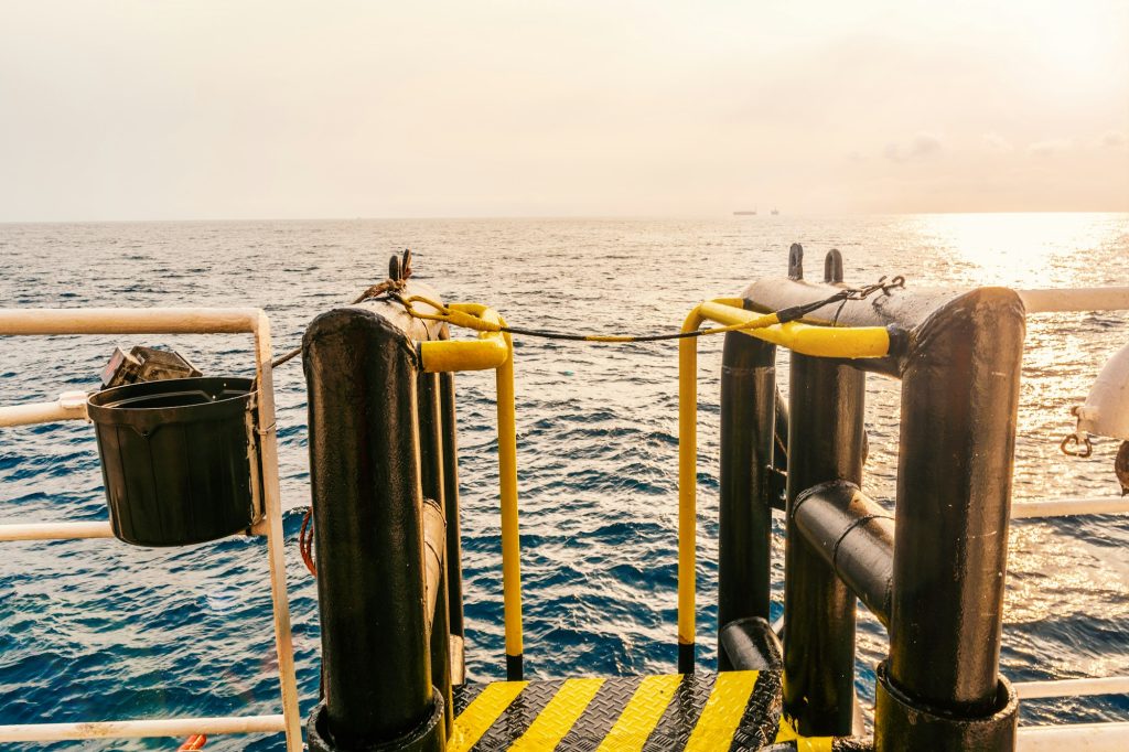 View of offshore vessel boatlanding - installation for crew change